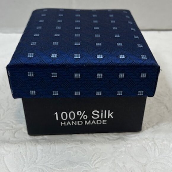 Handmade 100% Silk Cuff Links & Handkerchief Blue - Picture 8 of 11